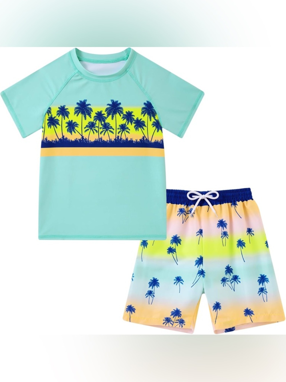 Wood Love Kids Mint Rash Guard Set Sz 10 Y